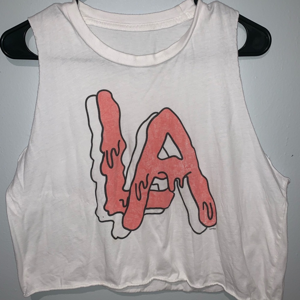 Brandy Melville White Tank Top with LA Printed